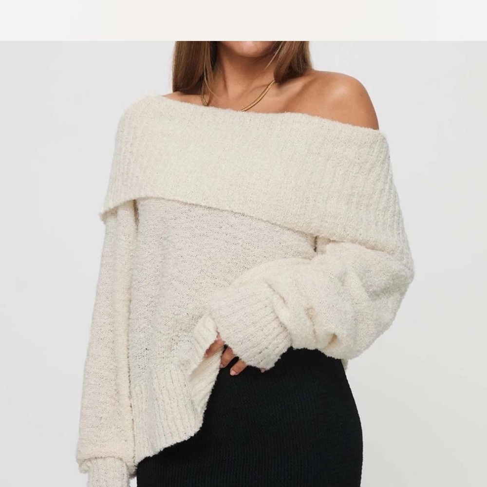 Princess Polly Off-Shoulder Cream Sweater